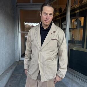 Madison Creek Utility Jacket Khaki Suede Elbows Medium